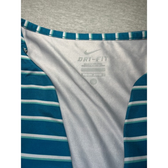 Nike Dri Fit Teal White Striped Athletic Tennis Tank Top Women's Small - Picture 4 of 10